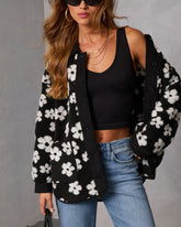 Cozy Blooms Floral Print Sherpa Jacket