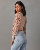 Sophia Crochet Sleeve Sweater Top