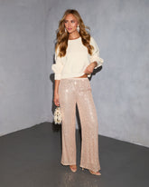 Aurora Darling Metallic Sequin Wide Leg Pants