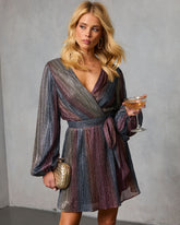 Ameina Wrap Lurex Mini Dress