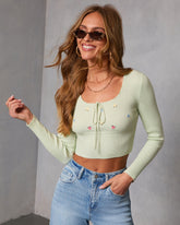 Happy Bloom Bust Tie Embroidered Top