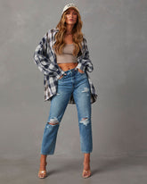 Axton Oversized Plaid Button Down Top