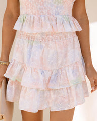 Cotton Candy Skies Smocked Eyelet Tiered Skort