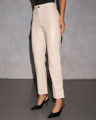 Claudette Faux Leather Pocketed High Waisted Pants