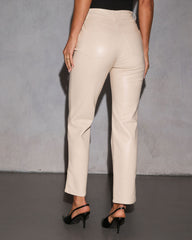 Claudette Faux Leather Pocketed High Waisted Pants
