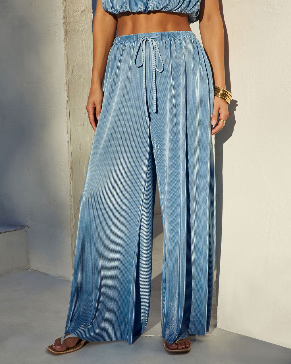 Resort Stay Plisse Wide Leg Pants