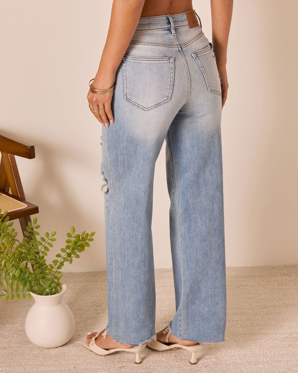 Lohan Super Stretch High Rise Distressed Relaxed Denim