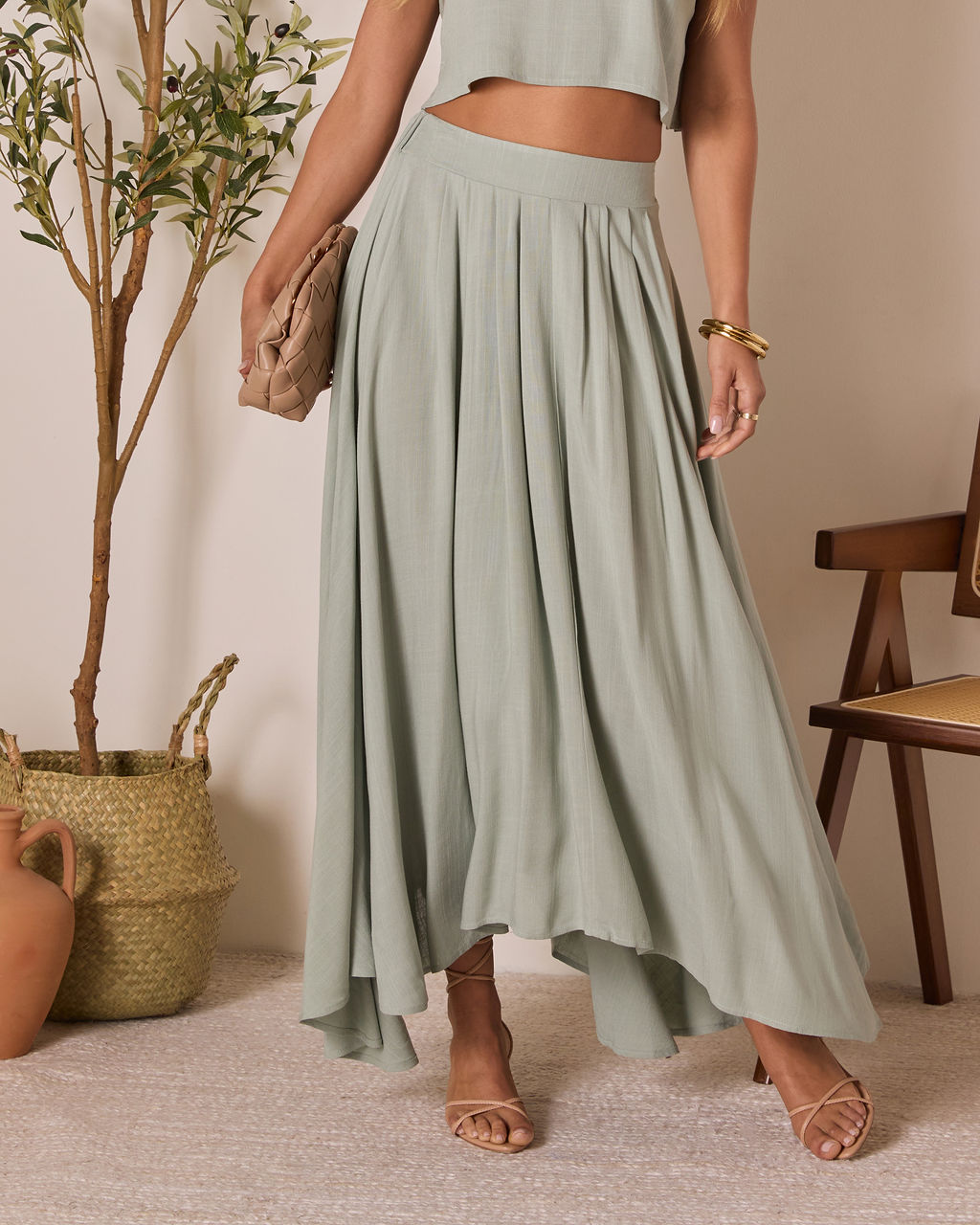 Fresh Breeze Asymmetrical Hem Maxi Skirt