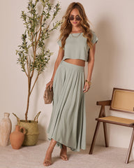Fresh Breeze Asymmetrical Hem Maxi Skirt
