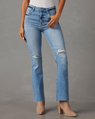 Auggie Super Stretch High Rise Distressed Flare Jeans