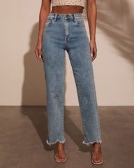 Mandy High Rise Stretch Frayed Relaxed Denim