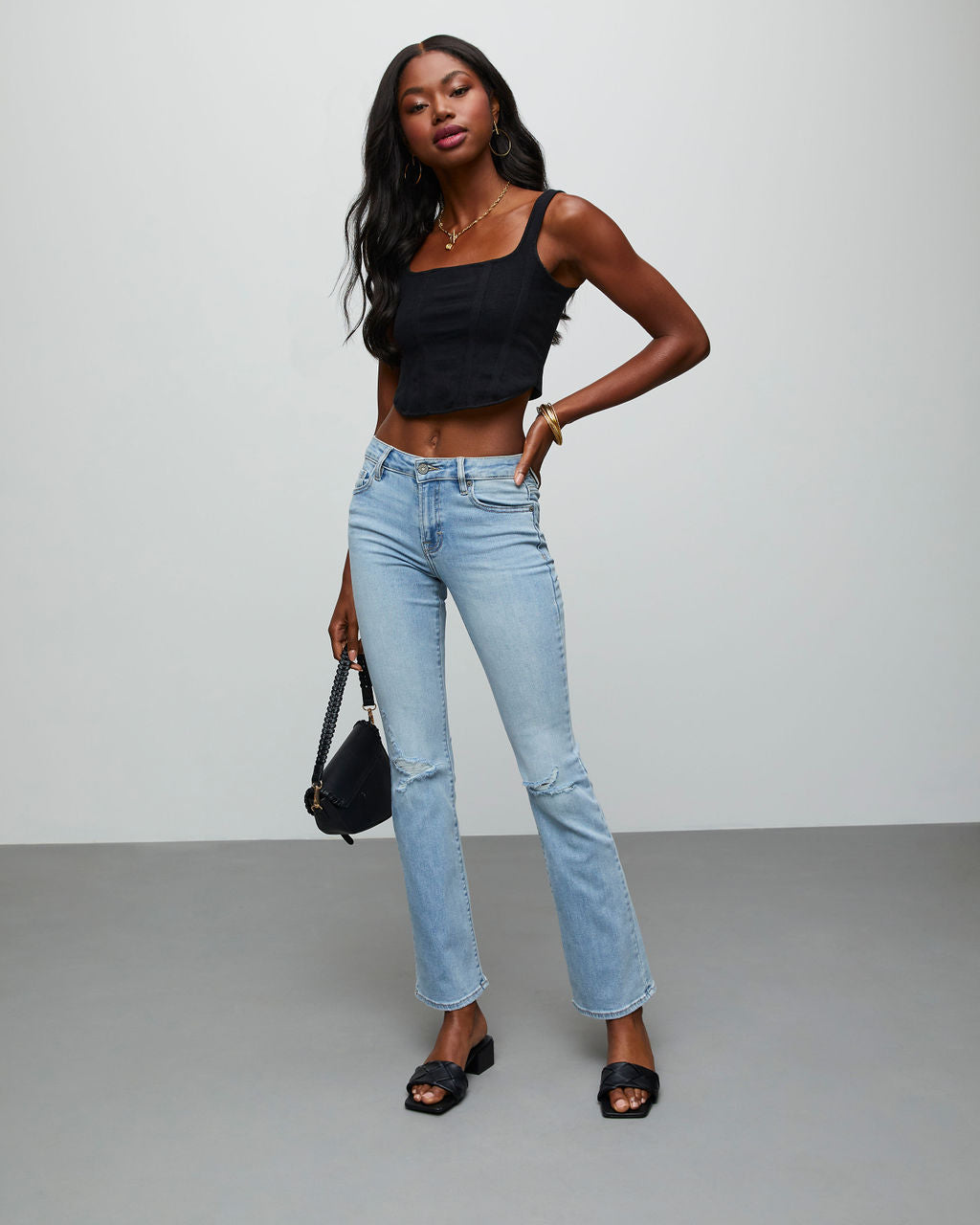 Matira High Rise Distressed Flare Jeans