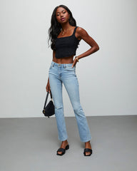 Matira High Rise Distressed Flare Jeans