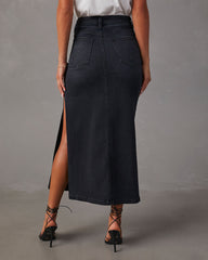 Chic Side Slit Denim Midi Skirt